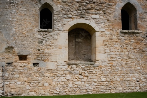 Detailed View of Historic Rustic Stone Texture on Weathered 18th Century Castle Wall