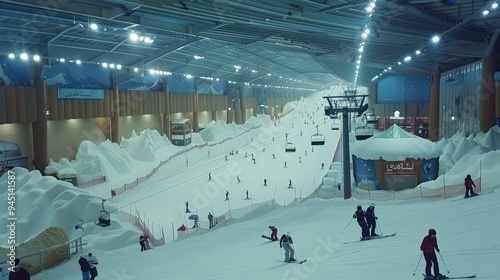 A thrilling adventure at Ski Dubai in the Mall of the Emirates. The scene features indoor skiing, snowboarding photo