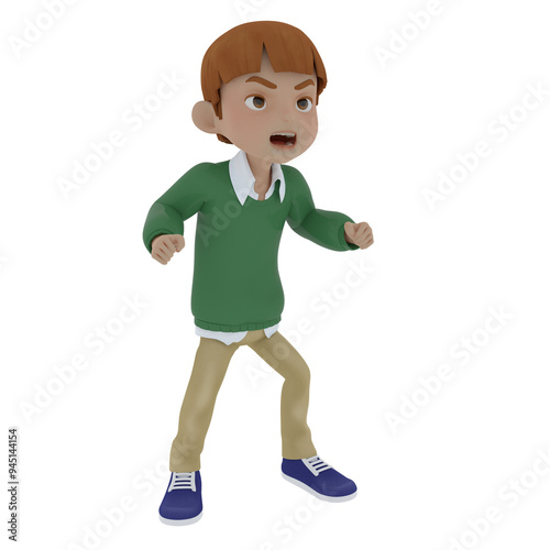 3D character child boy in various poses design illustration 3d rendering character