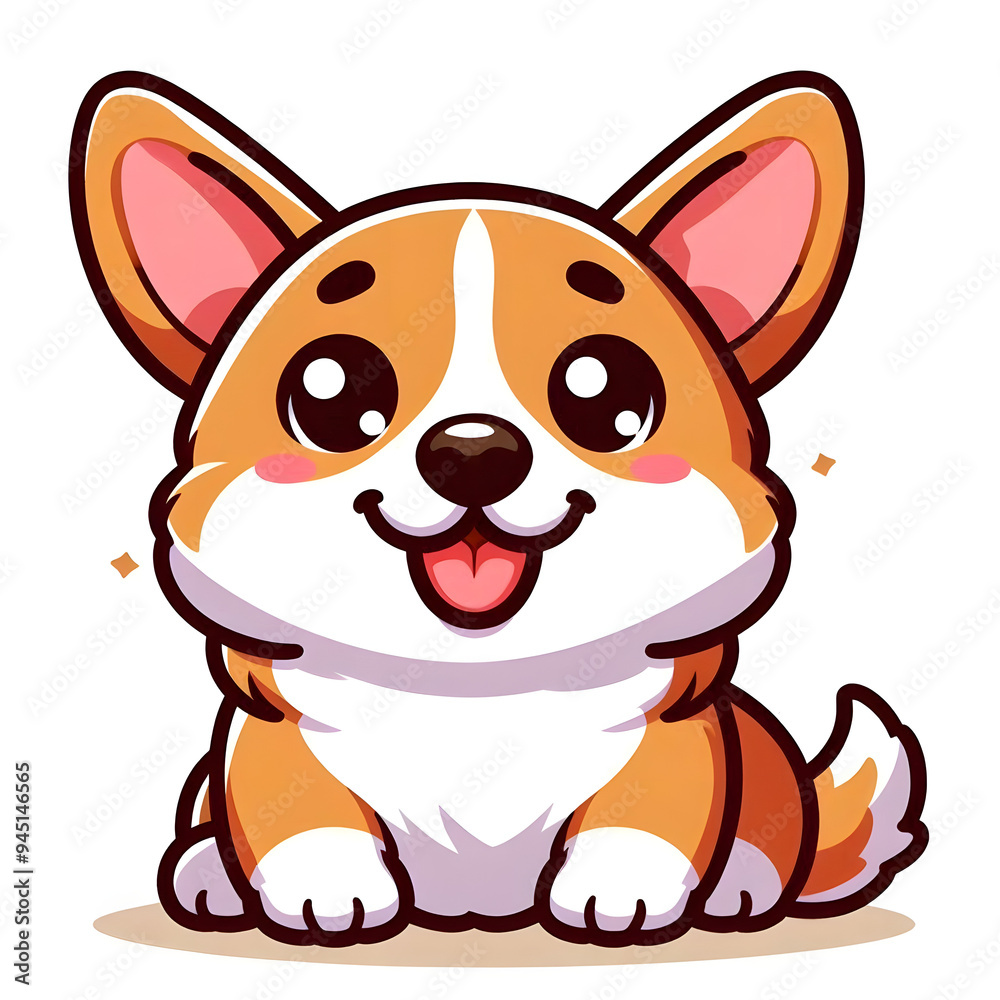 흰 배경, 웰시코기, 일러스트 (white background, Welsh Corgi, illustration) 흰 배경, 웰시코기, 일러스트 (white background, Welsh Corgi, illustration)