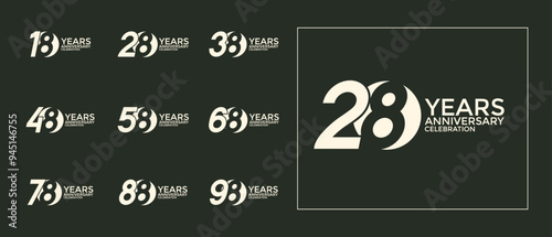 anniversary logo style set with white color can be use for celebration moment