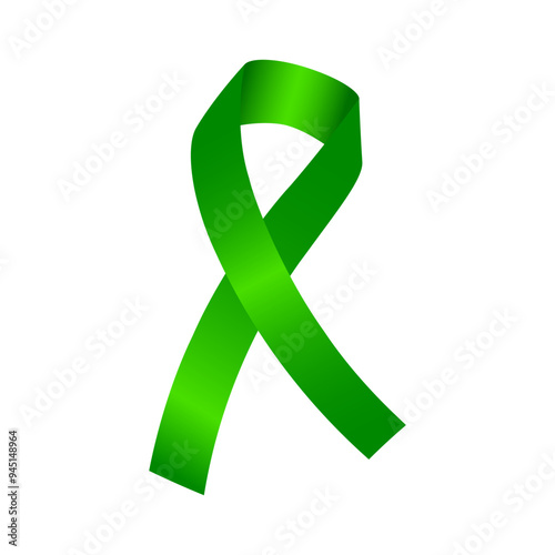 Vector illustration of mental health awareness green ribbon on transparent background