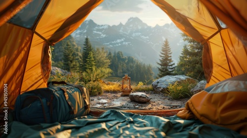 Camping in the Mountains at Sunrise