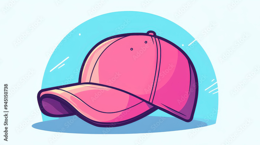 A playful pink baseball cap sketched in a quirky doodle style, perfect for adding a fun touch to any design. A playful pink baseball cap sketched in a quirky doodle style, perfect for adding a fun touch to any design.