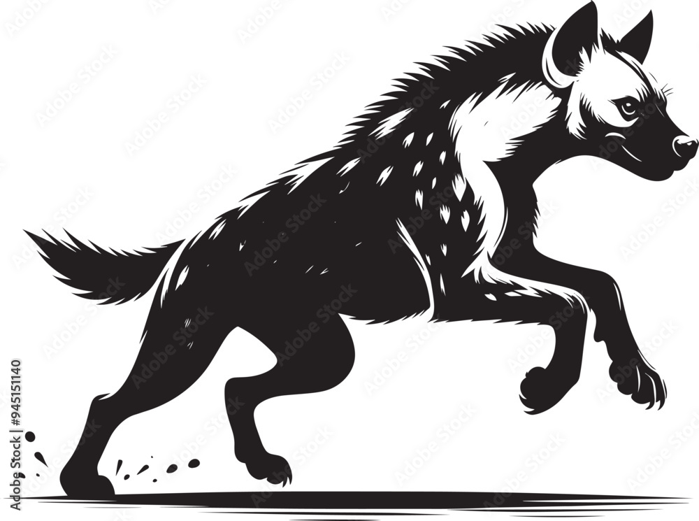 Obraz premium Hyena Silhouette isolated on white background Minimalist hyena vector shape icon