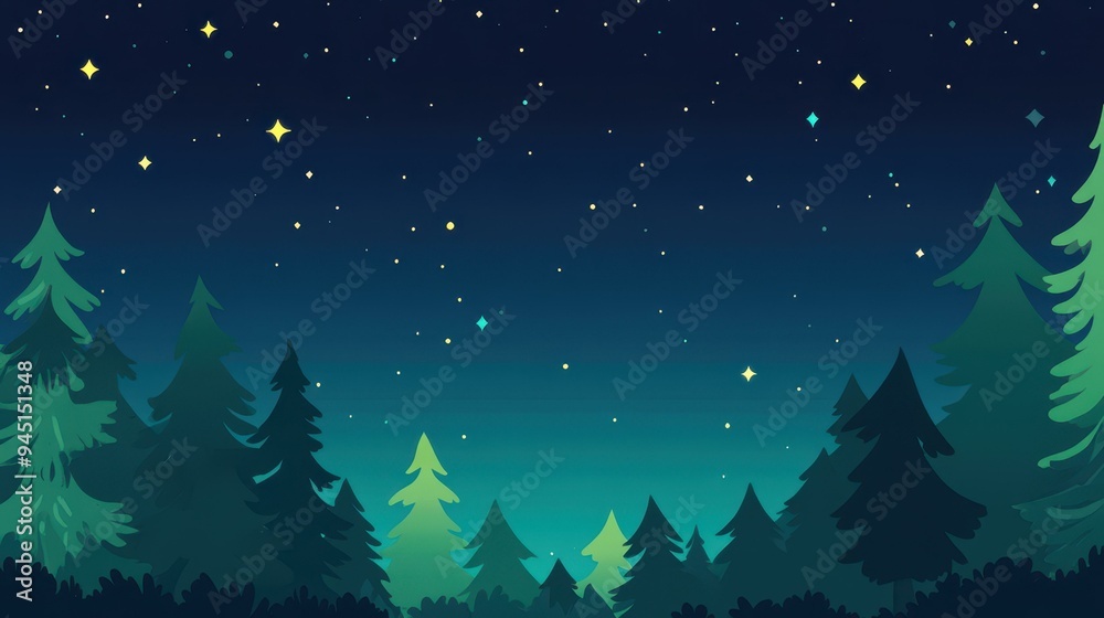 Immerse in a dense forest aglow with bright starlight, where trees and foliage bathe in an ethereal light of the night sky. Immerse in a dense forest aglow with bright starlight, where trees and foliage bathe in an ethereal light of the night sky.