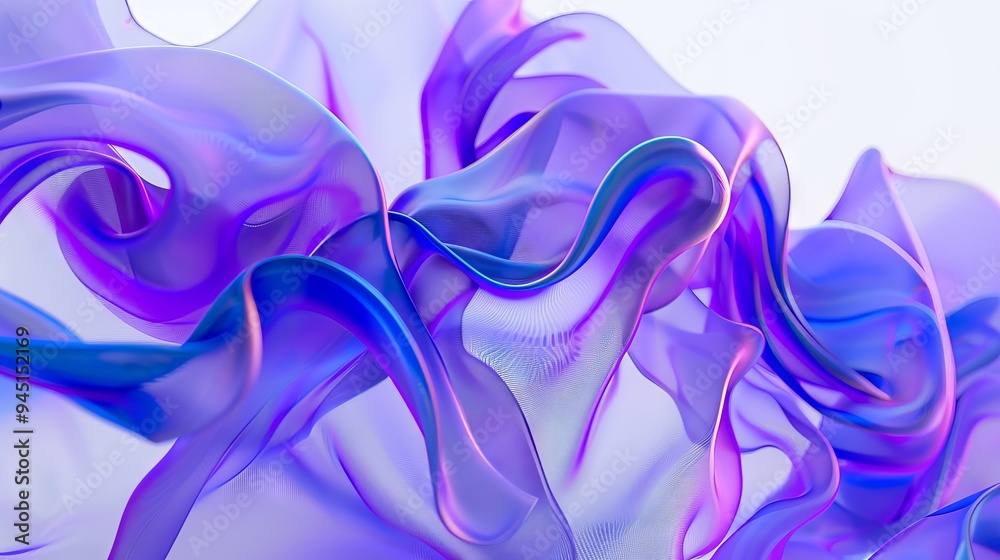 Fototapeta premium Flowing Translucent Purple Fabric with Soft Wavy Textures