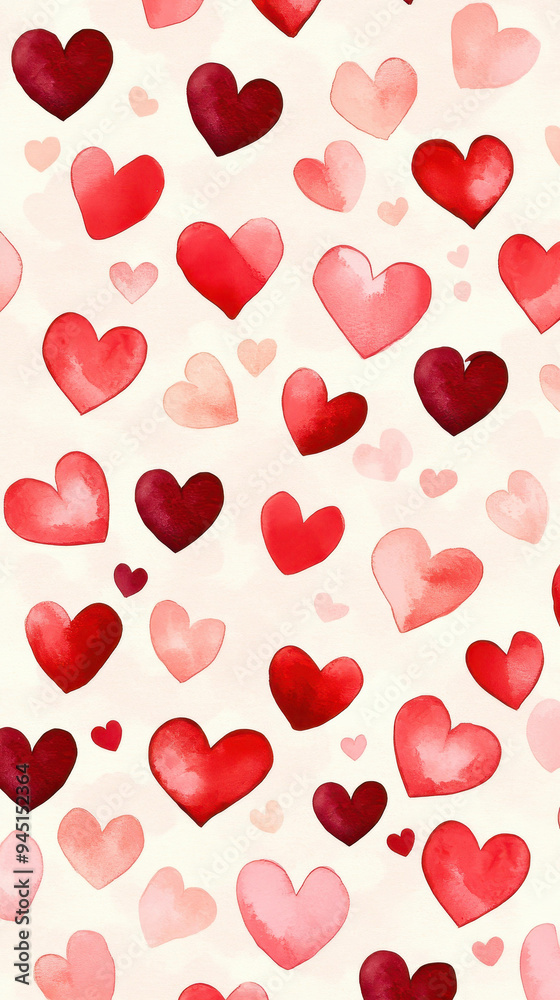 Cute watercolor hearts in red and pink create a soft blush backdrop, perfect for a cheerful Valentines Day vibe. Cute watercolor hearts in red and pink create a soft blush backdrop, perfect for a cheerful Valentines Day vibe.