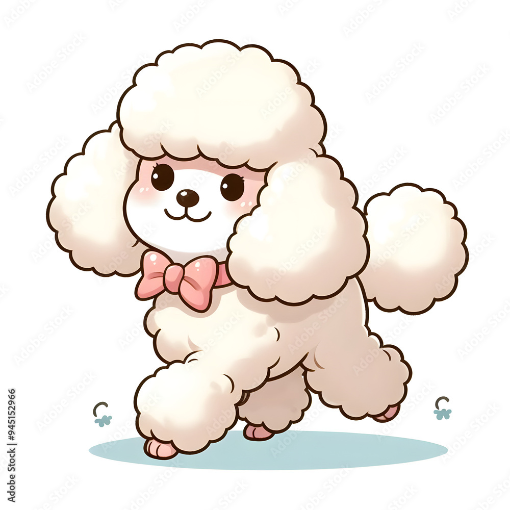 Obraz premium 흰 배경, 푸들, 일러스트 (white background, poodle, illustration)
