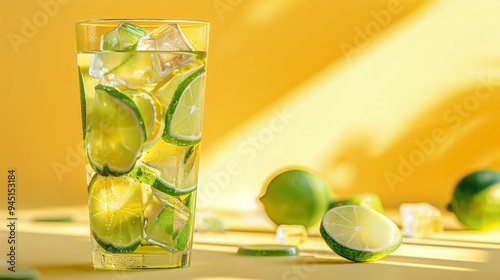 Refreshing Lime and Ice Beverage