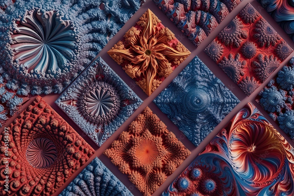 Detailed 3D Fractal Patterns Art Collection on Canvas Detailed 3D Fractal Patterns Art Collection on Canvas