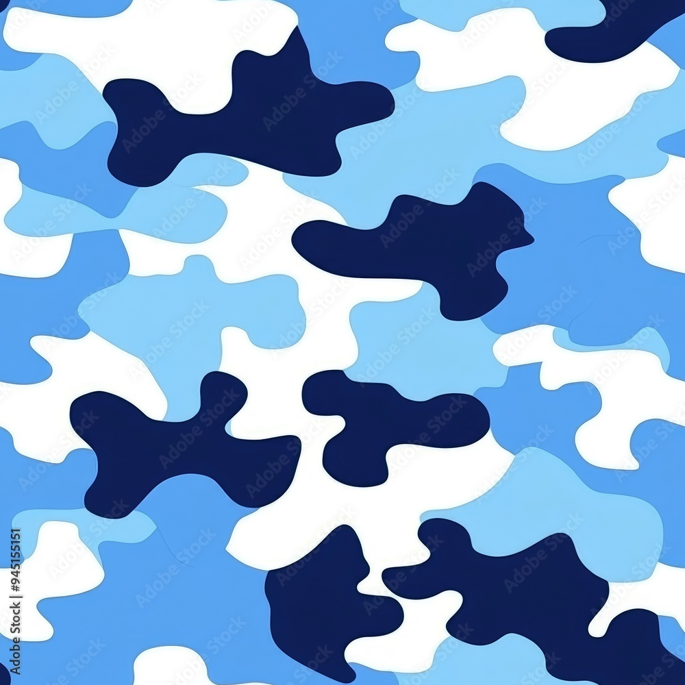 Abstract Camouflage Pattern in Shades of Blue and White Abstract Camouflage Pattern in Shades of Blue and White