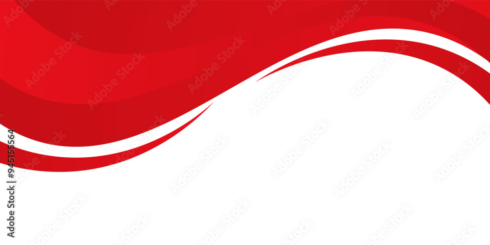 Vector red line background curve element with white space for text and message design, overlapping layers modern arts abstract red