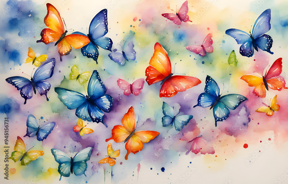 Butterfly, oil stick effect, flat illustration Butterfly, oil stick effect, flat illustration
