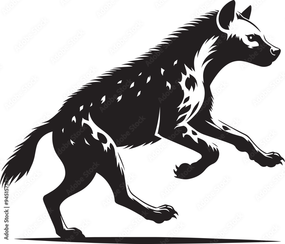 Fototapeta premium Hyena Silhouette isolated on white background Minimalist hyena vector shape icon