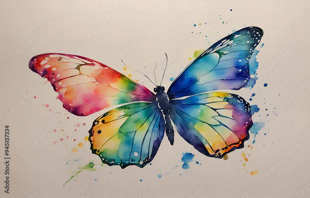 Butterfly, oil stick effect, flat illustration Butterfly, oil stick effect, flat illustration