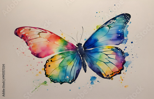 Butterfly, oil stick effect, flat illustration