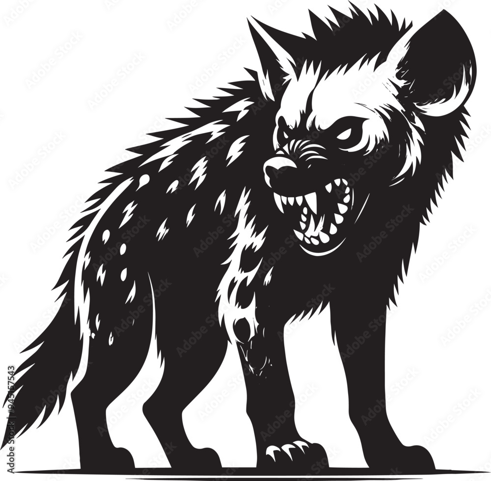 Obraz premium Hyena Silhouette isolated on white background Minimalist hyena vector shape icon