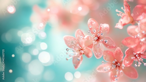 Delicate Pink Flowers with Sparkling Dew Drops