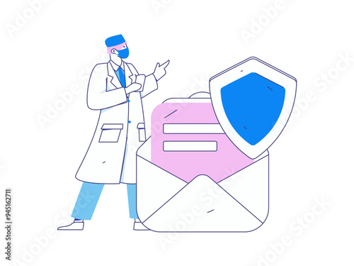 Doctor examines patient flat vector concept operation hand drawn illustration
