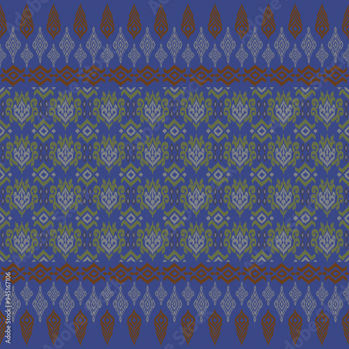 Ethnic abstract ikat art. Aztec ornament print. geometric ethnic pattern seamless color oriental. Design for background ,curtain, carpet, wallpaper, clothing, wrapping, Batik.