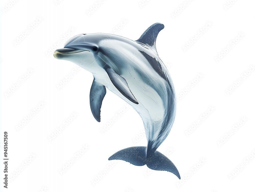 Obraz premium A realistic depiction of a dolphin swimming gracefully underwater.