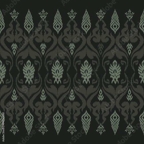 Ikat seamless pattern, geometric design, motif ethnic handmade, Ikat ethnic tribal, boho colors seamless wallpaper. Ethnic Ikat abstract background art, greeting cards, printing products.