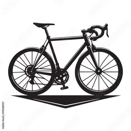 Black silhouette bicycle vector illustration with isolated white background. 