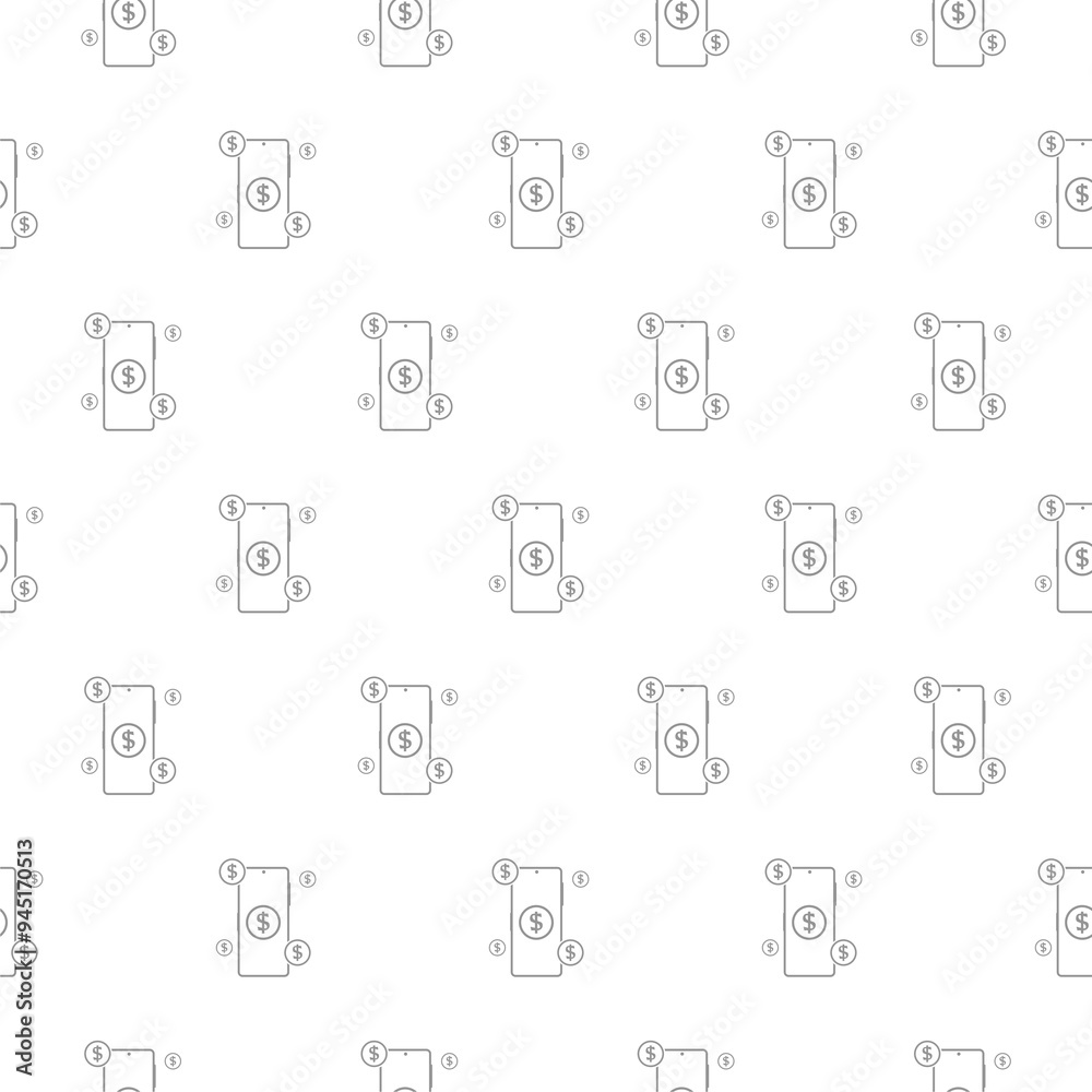 Smartphone with dollar symbol icon isolated seamless pattern on white background Smartphone with dollar symbol icon isolated seamless pattern on white background
