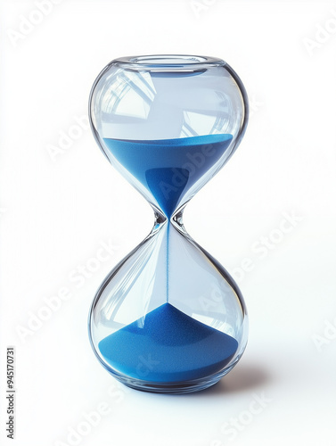 A modern hourglass with blu...