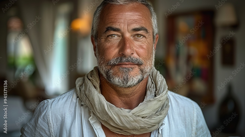 Confident Senior Man with Gray Beard in Modern Office Confident Senior Man with Gray Beard in Modern Office