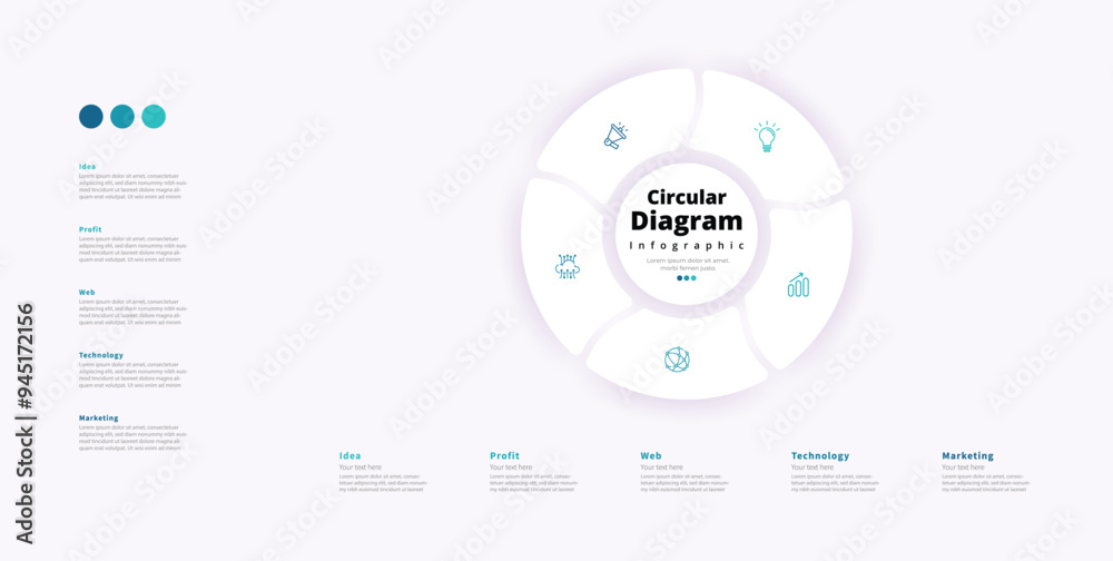 Modern minimalist elegant clean circular 6 steps editable diagram infographic design template vector Modern minimalist elegant clean circular 6 steps editable diagram infographic design template vector