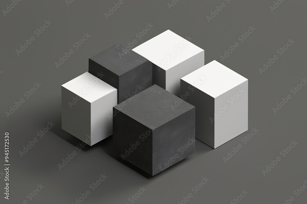 Fototapeta premium Surreal 3D Blocks on Charcoal Grey Canvas for Innovative Design Projects