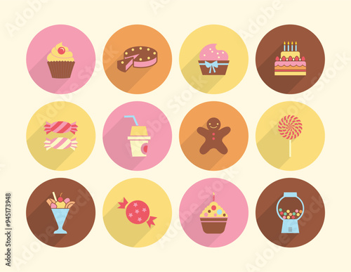 Cake And Sweets Vector Icons Illustration