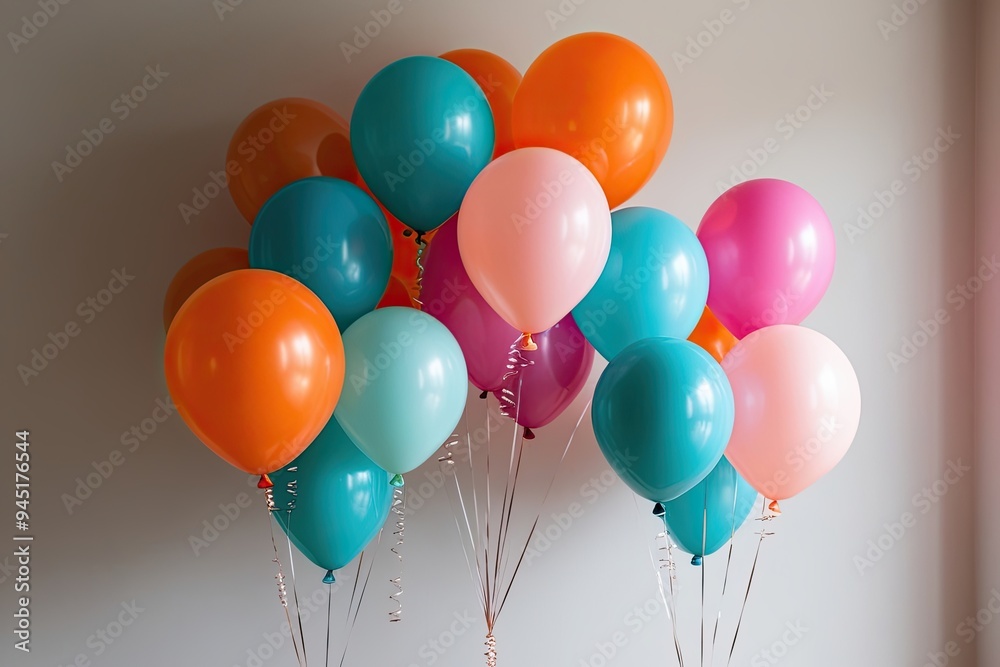 Whimsical Orange, Turquoise, and Pink Balloons for Birthday Celebration and Festivity Whimsical Orange, Turquoise, and Pink Balloons for Birthday Celebration and Festivity