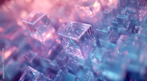 Abstract Crystal Structure with Pink and Blue Hues photo