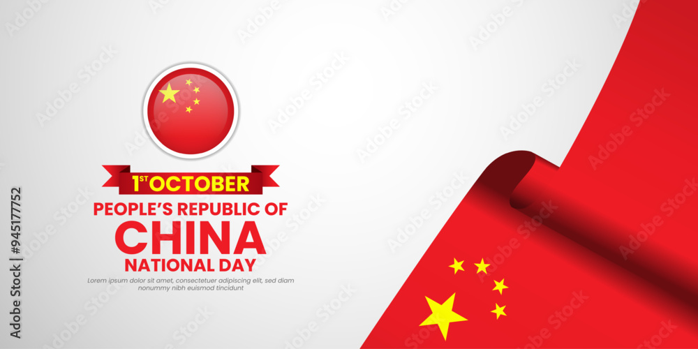 China national day waving flag with copyspace background. Banner or ribbon vector template for independence day China national day waving flag with copyspace background. Banner or ribbon vector template for independence day