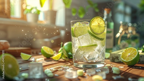 Refreshing Lime and Gin Cocktail on a Sunny Day