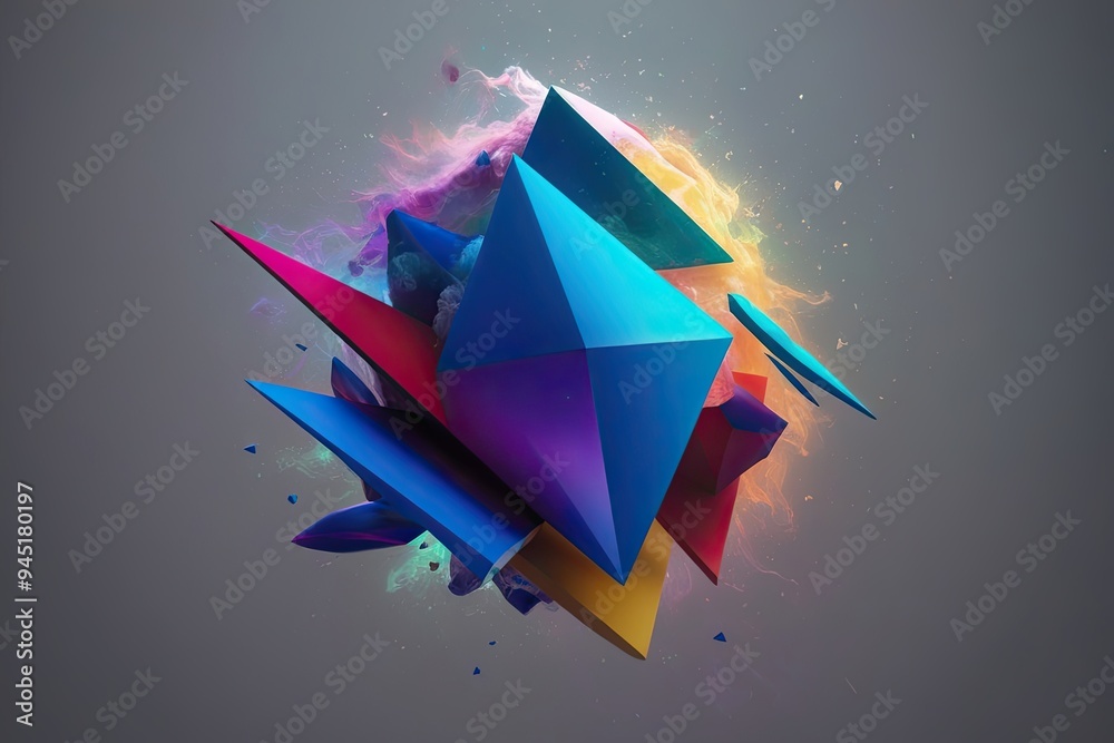 3D Visualization of Abstract Geometric Shapes Featuring Dispersion and Spectrum Effects 3D Visualization of Abstract Geometric Shapes Featuring Dispersion and Spectrum Effects