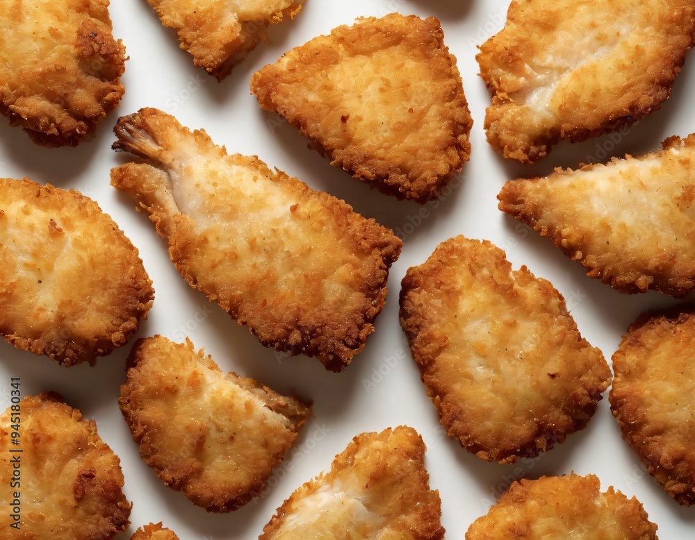 fried fish fillet nuggets isolated on white background, top view. Ai generated images fried fish fillet nuggets isolated on white background, top view. Ai generated images