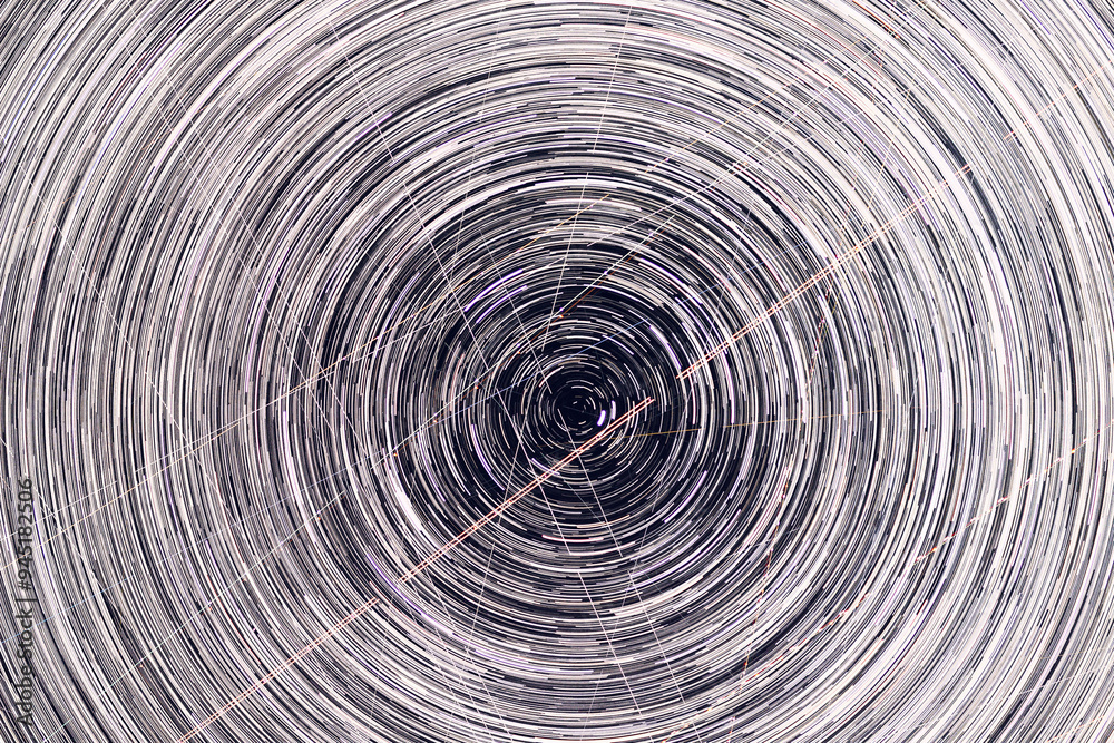 Polar north star startrails photographed with long exposure. Polar north star startrails photographed with long exposure.