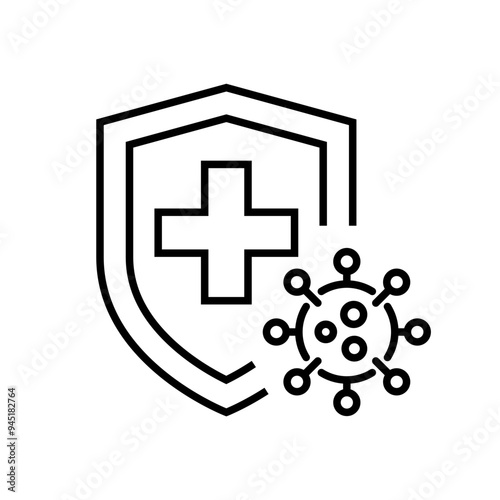 Kills 99.9% bacteria, germs and viruses icon. Antibacterial and antiviral defence, protection infection symbol. Vector Illustration.