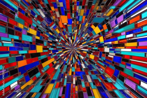 Dynamic 3D Design of Colorful Glass Inspired Chaotic Geometric Patterns