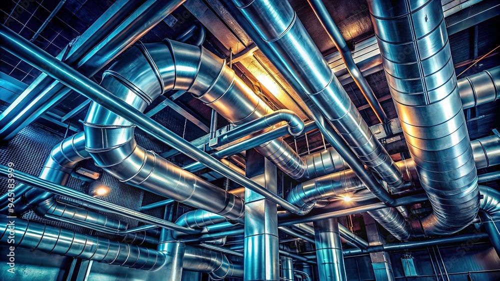 Dramatic moody lighting ductwork abstraction Dramatic moody lighting ductwork abstraction