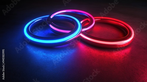 Neon Rings Glowing In The Dark