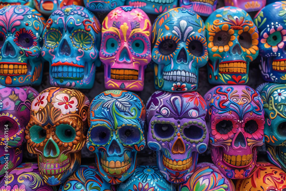 Beautiful greeting card with bright holiday composition for happy to joy celebrate dia de muertos Beautiful greeting card with bright holiday composition for happy to joy celebrate dia de muertos