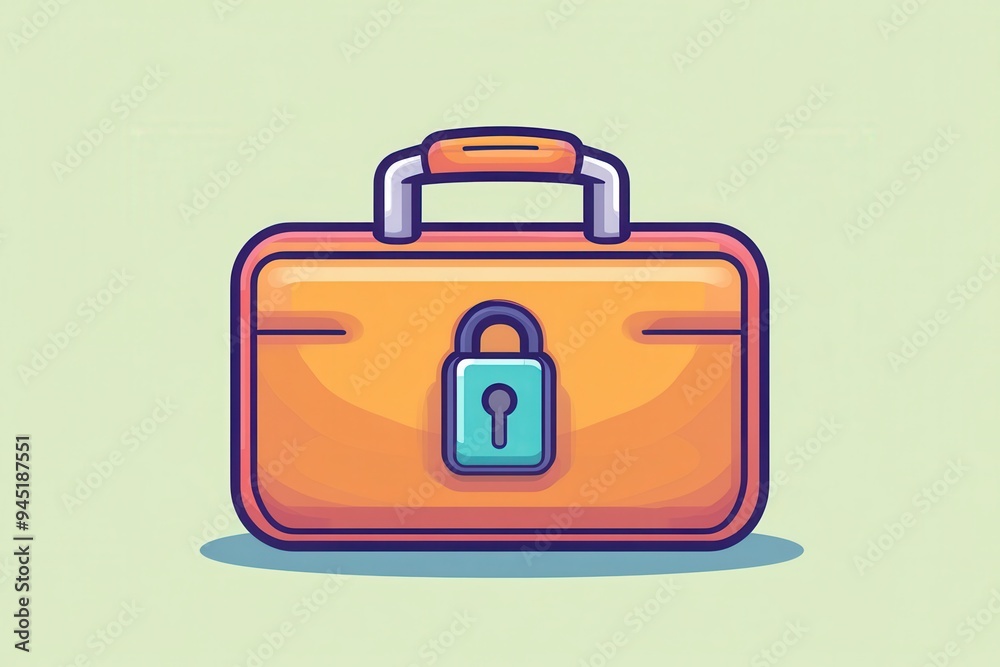 Secure Financial Dealings - Minimalist Briefcase Icon with Digital Lock and Clean Lines