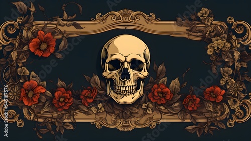 Skull with Floral Ornament