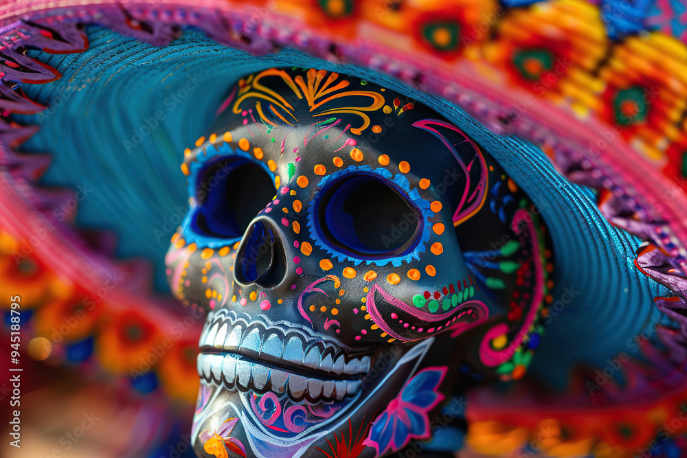 Beautiful greeting card with bright holiday composition for happy to joy celebrate dia de muertos Beautiful greeting card with bright holiday composition for happy to joy celebrate dia de muertos