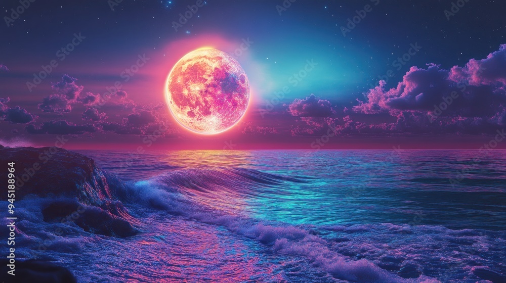 Pink Moon Above the Ocean Pink Moon Above the Ocean